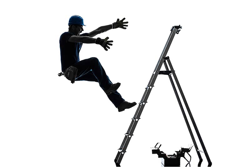 A man falling off a ladder.